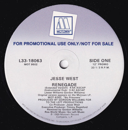 Jesse West : Renegade (12", Promo)
