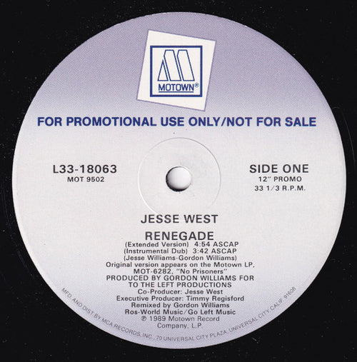 Jesse West : Renegade (12", Promo)
