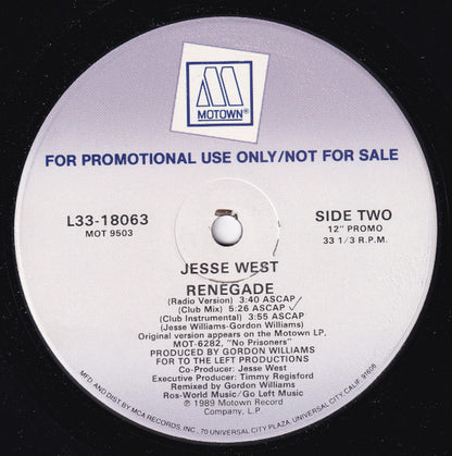Jesse West : Renegade (12", Promo)