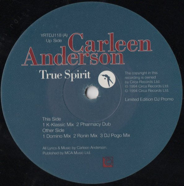 Carleen Anderson - True Spirit (The Remixes) (12", Single, Ltd, Promo)