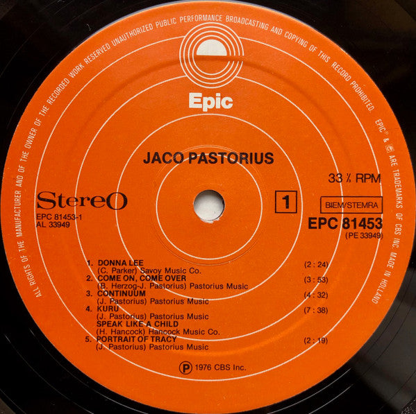 Jaco Pastorius - Jaco Pastorius (LP, Album)