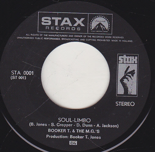 Booker T & The MG's : Soul-Limbo / Heads Or Tails (7", Single)
