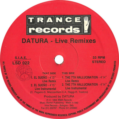 Datura - El Sueño / The 7th Hallucination (Live Remixes) (12")