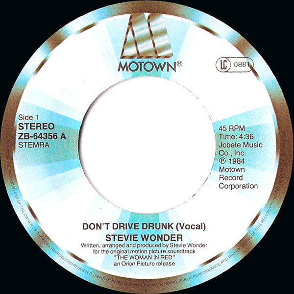 Stevie Wonder : Don't Drive Drunk (7", Single)