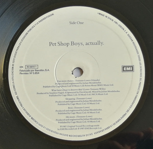 Pet Shop Boys : Actually (LP, Album)