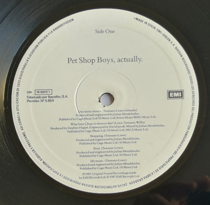 Pet Shop Boys : Actually (LP, Album)
