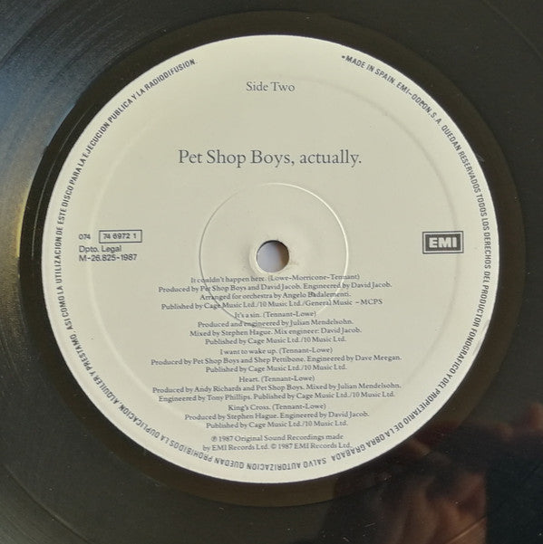 Pet Shop Boys : Actually (LP, Album)