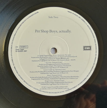 Pet Shop Boys : Actually (LP, Album)