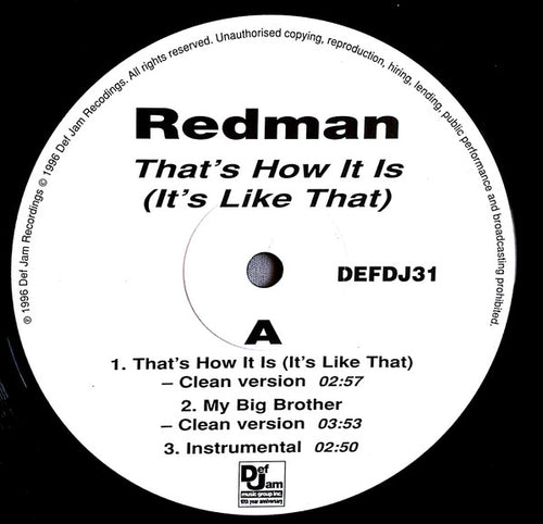 Redman : That's How It Is (It's Like That) (12", Promo)