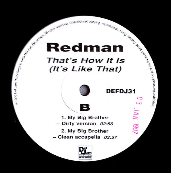 Redman : That's How It Is (It's Like That) (12", Promo)