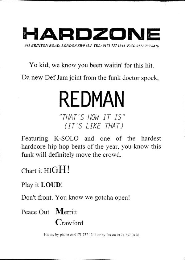 Redman : That's How It Is (It's Like That) (12", Promo)