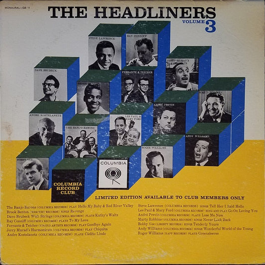 Various : The Headliners, Volume 3 (LP, Comp, Mono, Club, Ltd)