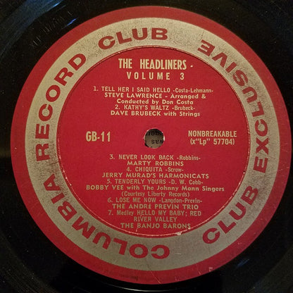 Various : The Headliners, Volume 3 (LP, Comp, Mono, Club, Ltd)