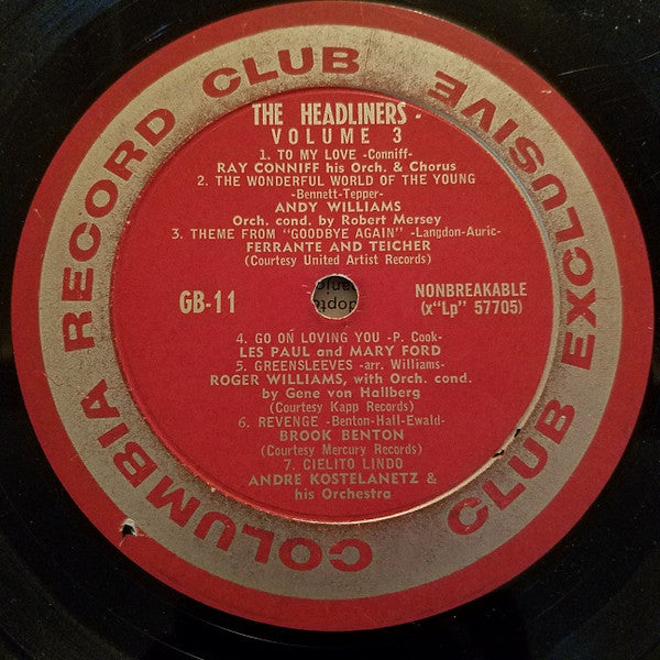 Various : The Headliners, Volume 3 (LP, Comp, Mono, Club, Ltd)