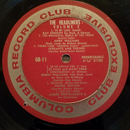 Various : The Headliners, Volume 3 (LP, Comp, Mono, Club, Ltd)
