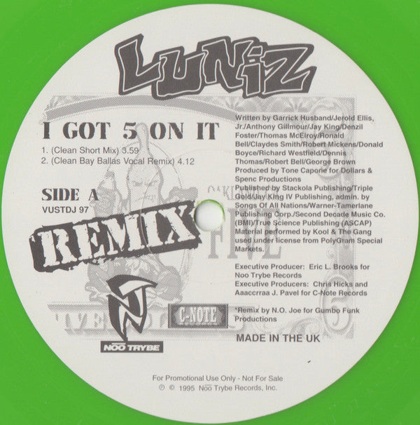 Luniz : I Got 5 On It (Remix) (12", Promo, Gre)