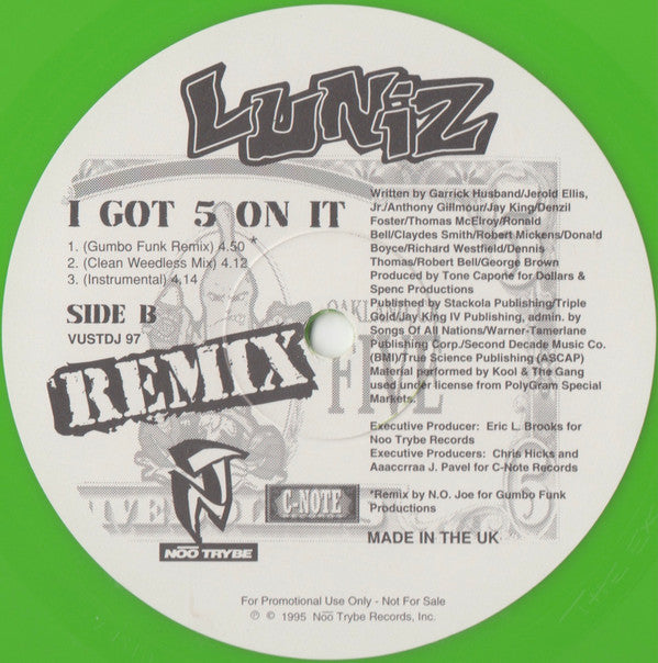 Luniz : I Got 5 On It (Remix) (12", Promo, Gre)