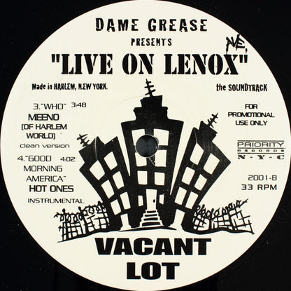 Dame Grease - Dame Grease Presents "Live On Lenox" Ave The Soundtrack  (12", Promo, Smplr)