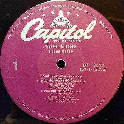 Earl Klugh : Low Ride (LP, Album, Win)