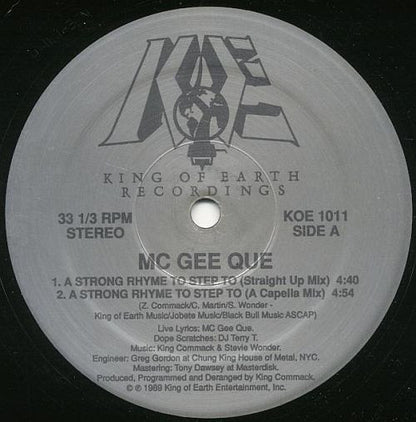MC Gee Que : A Strong Rhyme To Step To / Give It Up (12")