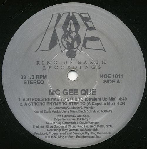 MC Gee Que : A Strong Rhyme To Step To / Give It Up (12")