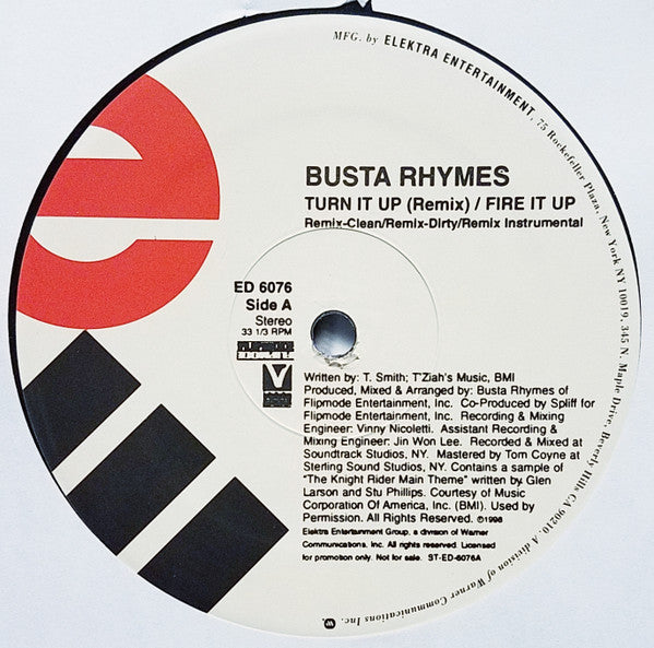 Busta Rhymes : Turn It Up (Remix) / Fire It Up (12", Promo)
