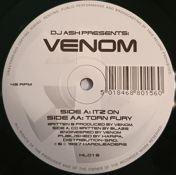 Venom* - Itz On / Torn Fury (12")