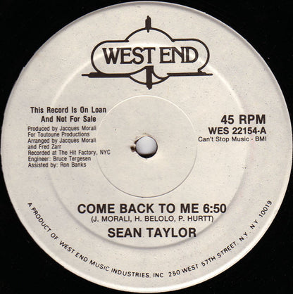 Sean Taylor - Come Back To Me (12", Single, Promo)