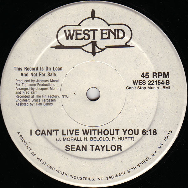Sean Taylor - Come Back To Me (12", Single, Promo)