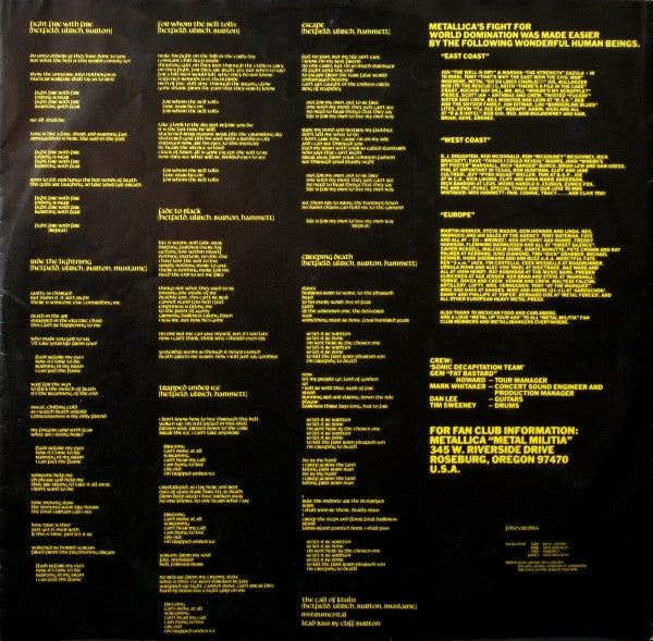 Metallica : Ride The Lightning (LP, Album)