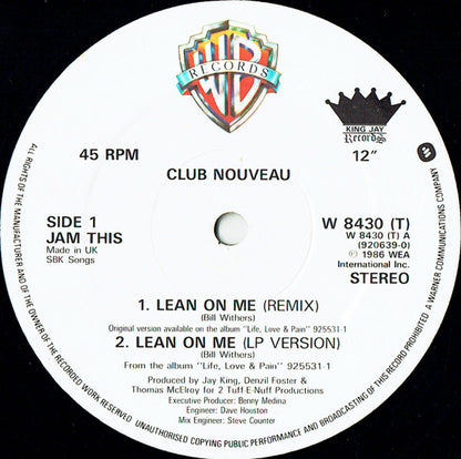 Club Nouveau - Lean On Me (12", Single, Dam)