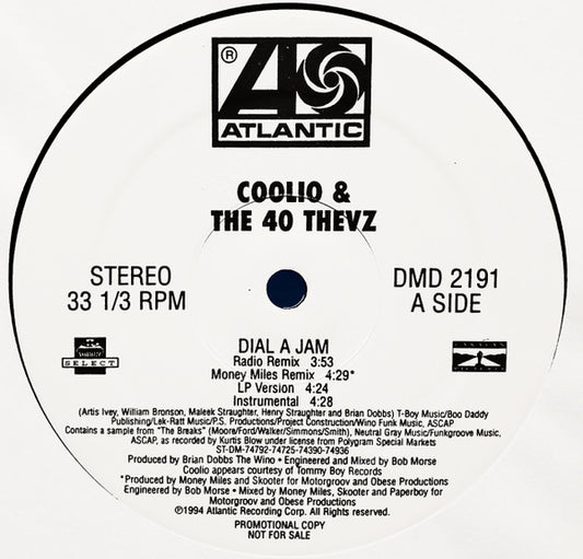 Coolio & 40 Thevz / Hurricane  - Dial A Jam / Four Fly Guys (12", Promo)