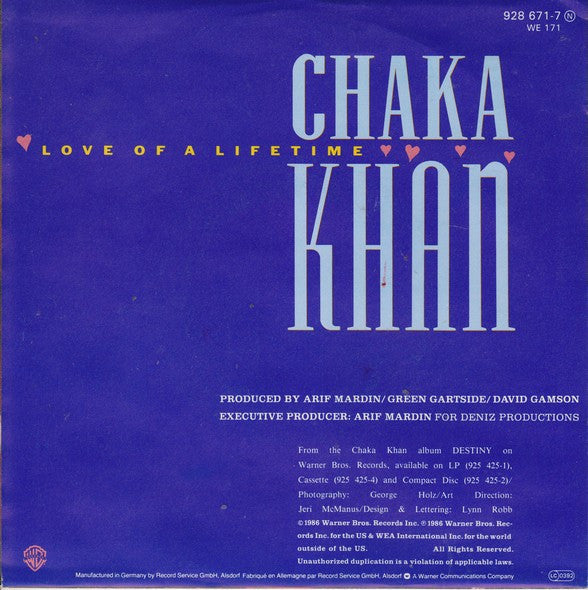 Chaka Khan : Love Of A Lifetime (7", Single)