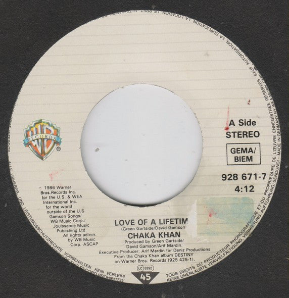 Chaka Khan : Love Of A Lifetime (7", Single)