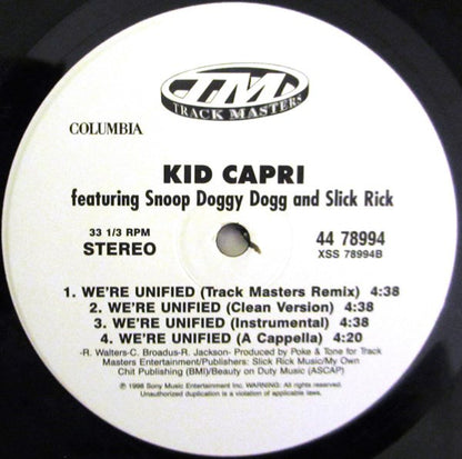 Kid Capri Featuring Snoop Dogg & Slick Rick : Unify (12")