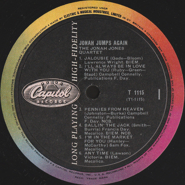 The Jonah Jones Quartet : Jonah Jumps Again (LP, Album, Mono)