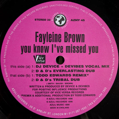 Fayleine Brown : You Know I've Missed You (12")