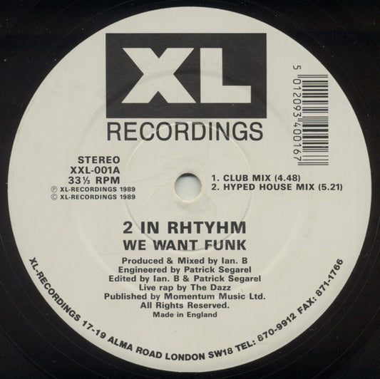 2 In Rhtyhm* : We Want Funk (12")