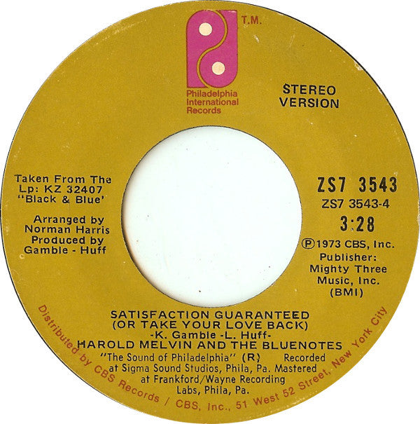 Harold Melvin And The Bluenotes* : I'm Weak For You (7", Styrene, Ter)