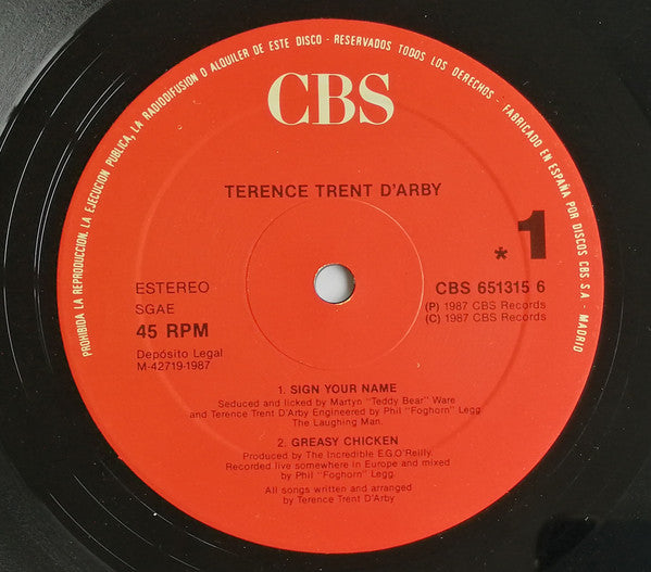 Terence Trent D'arby - Sign Your Name (12")