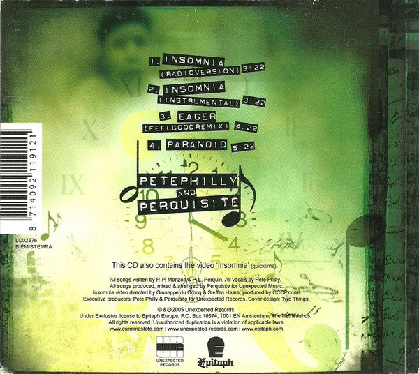 Pete Philly & Perquisite : Insomnia (CD, Single, Enh, Dig)