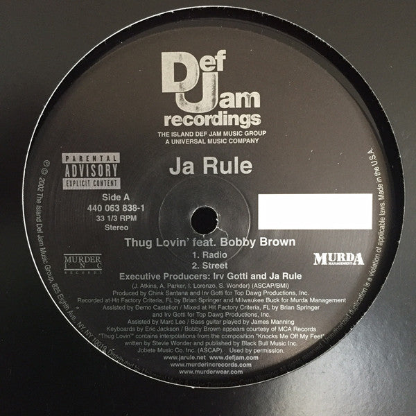 Ja Rule : Thug Lovin' (12", Single)