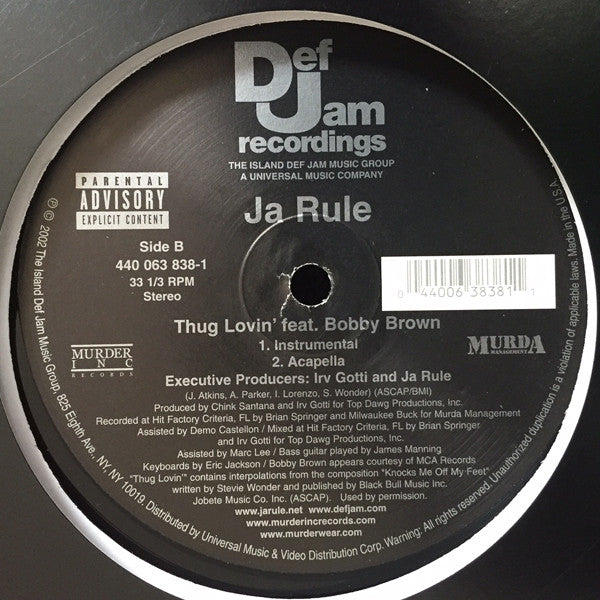 Ja Rule : Thug Lovin' (12", Single)