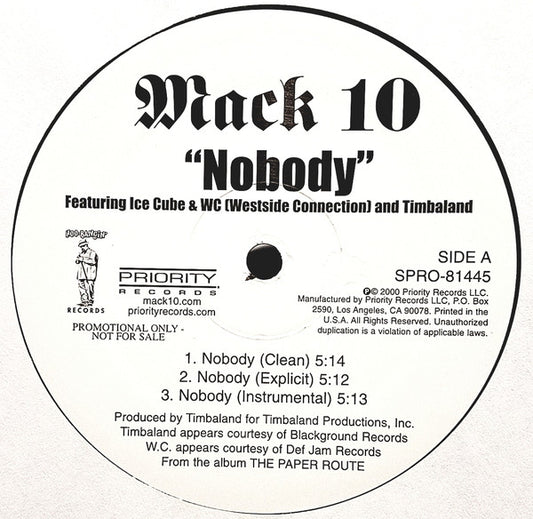 Mack 10 - Nobody / Pop X (12", Promo)