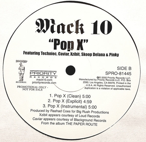 Mack 10 - Nobody / Pop X (12", Promo)