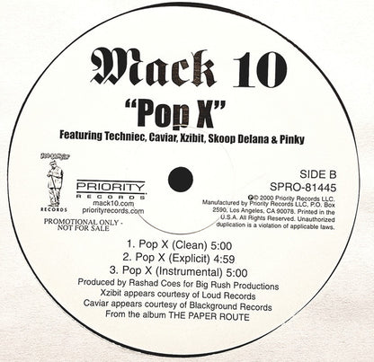 Mack 10 - Nobody / Pop X (12", Promo)
