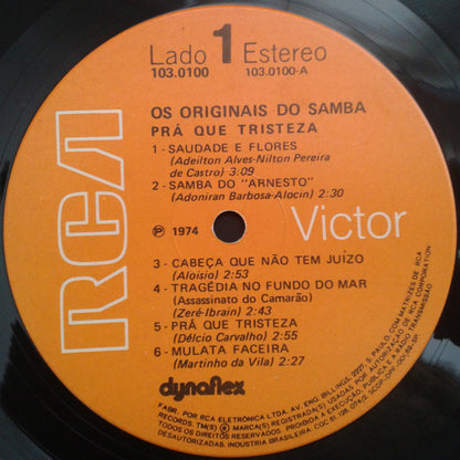 Os Originais Do Samba - Pra Que Tristeza (LP, Album)