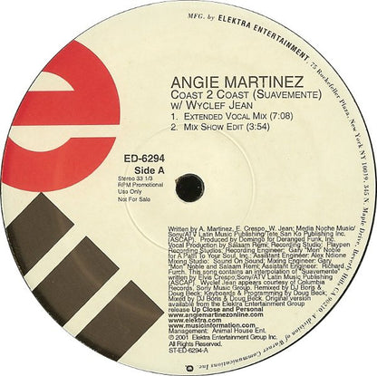 Angie Martinez W/ Wyclef Jean : Coast 2 Coast (Suavemente) (12", Promo)