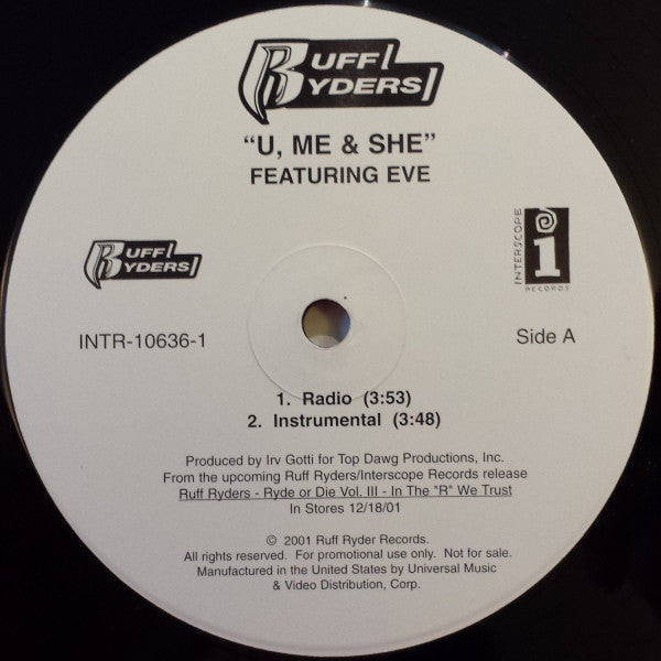 Ruff Ryders : U, Me & She (12", Single, Promo)