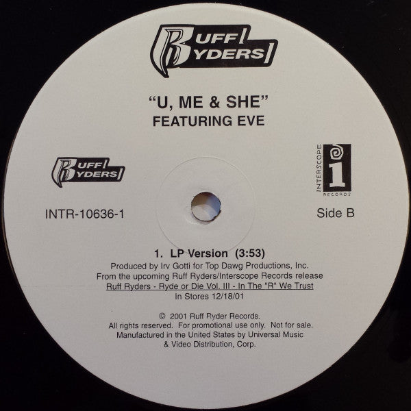 Ruff Ryders : U, Me & She (12", Single, Promo)